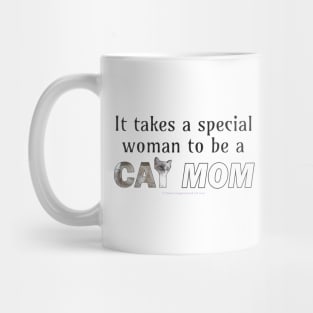 It takes a special woman to be a cat mom - white long hair cat oil painting word art Mug